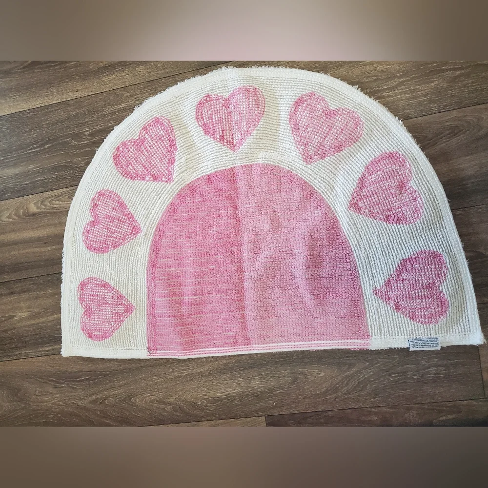Pink and White Heart Rug